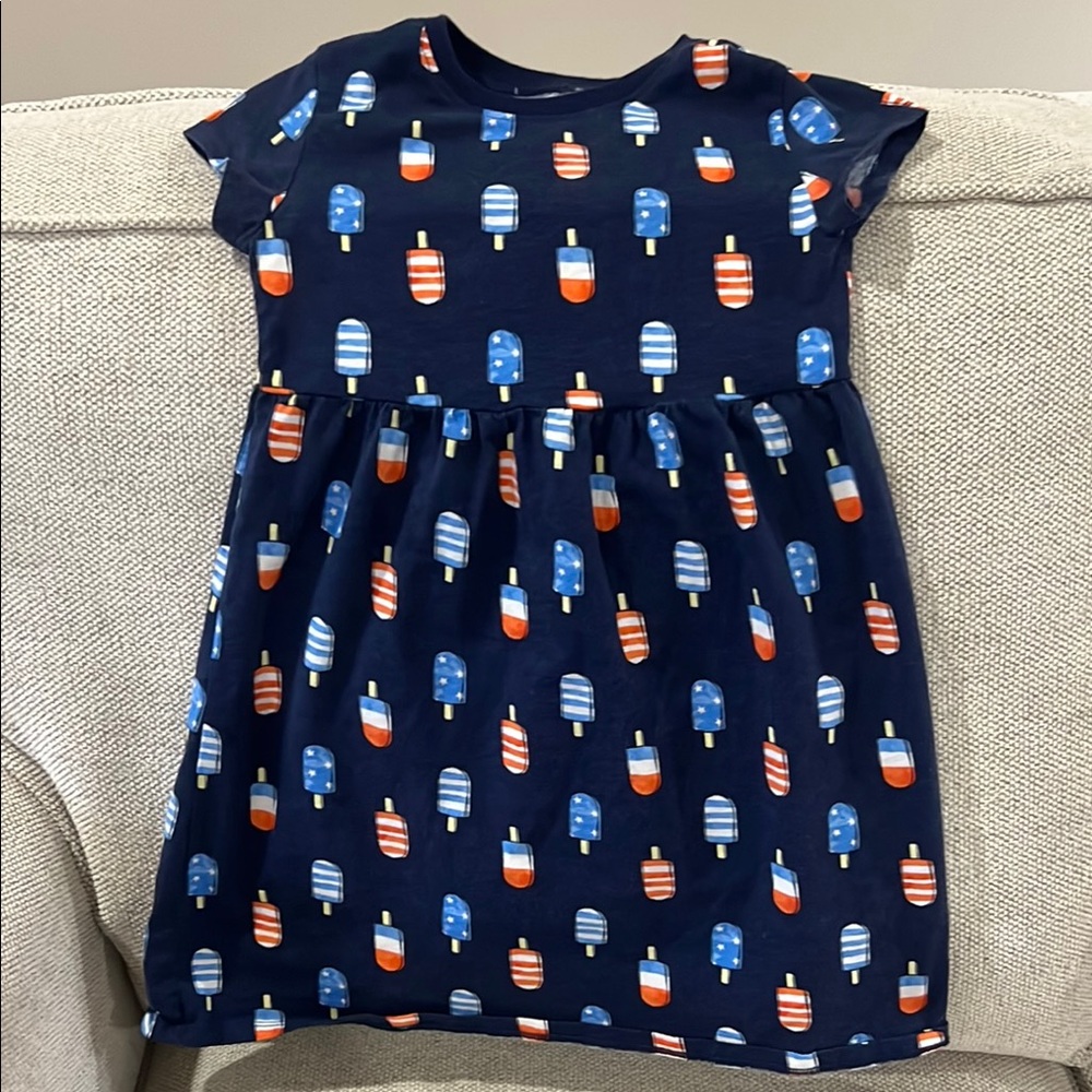 Old Navy Blue and White Casual Sundress with Flutter Sleeves